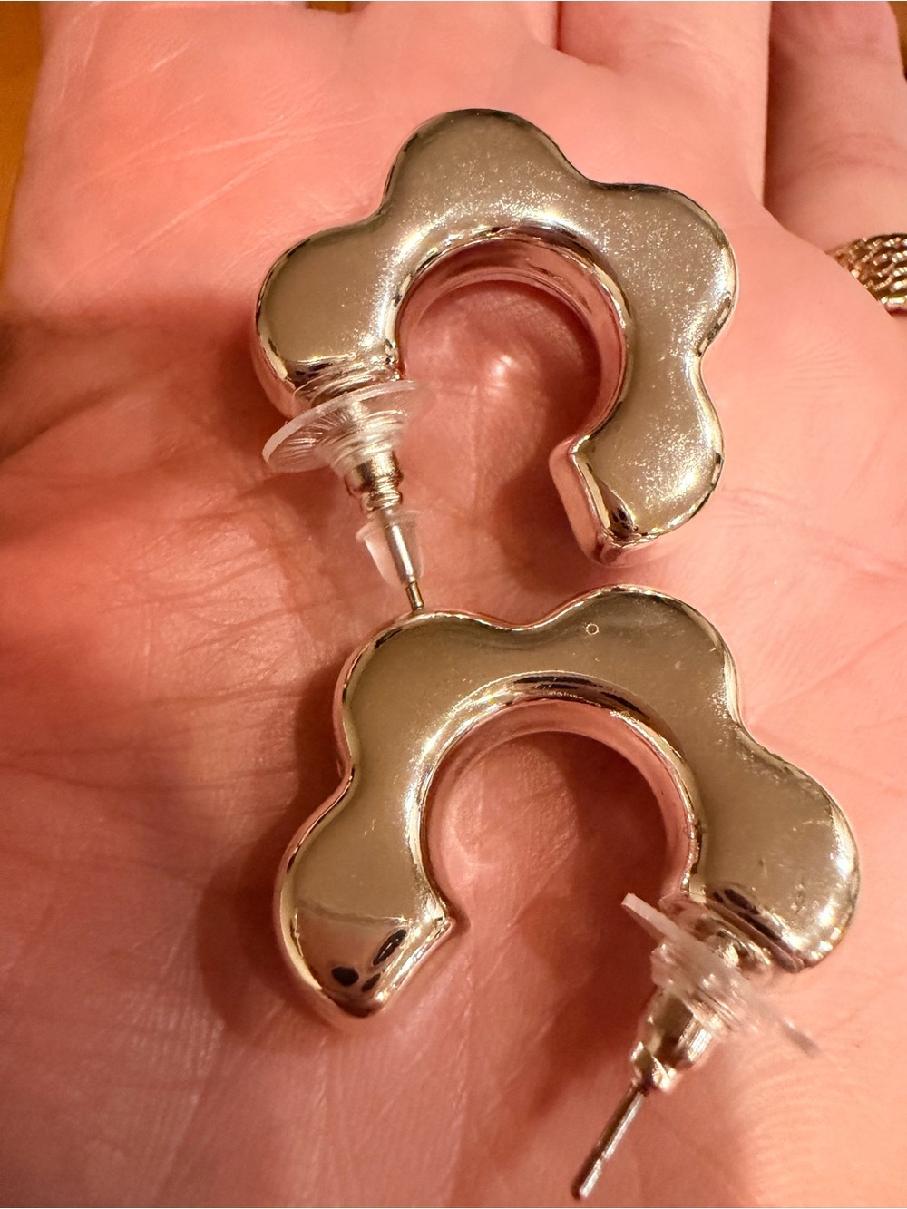 New Silver Curvy Hoop Stud Earrings - Smooth Sculpted Design